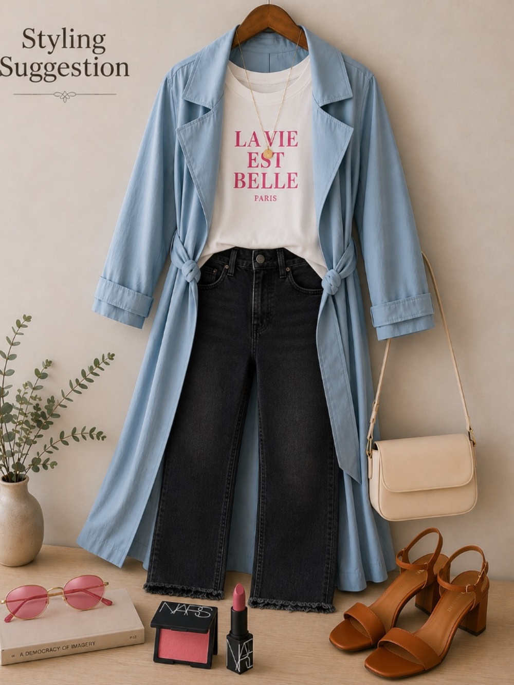 Banana Republic Light Blue Belted Trench Coat Classic Spring Jacket XL - Picture 1 of 5